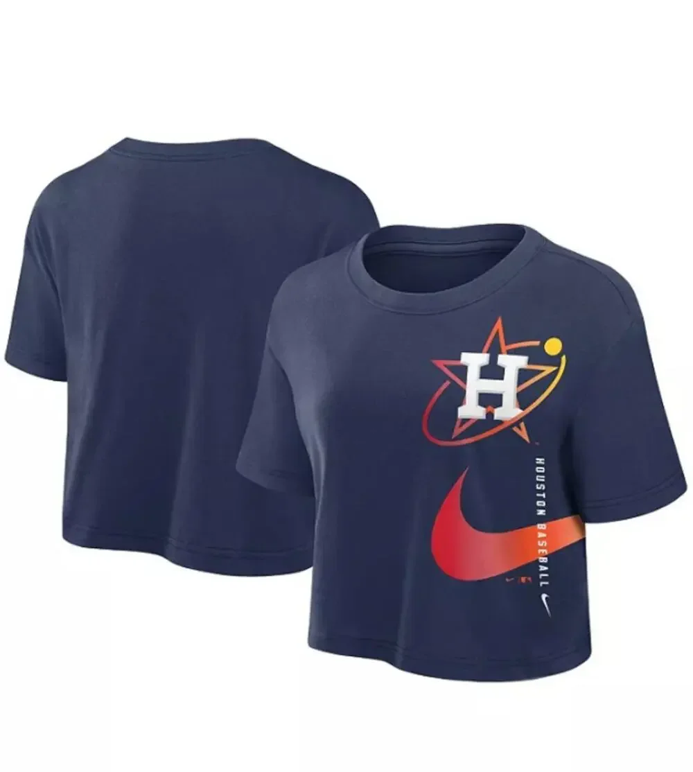 NIKE Womens Houston Astros City Connect Cropped T-Shirt XS Navy Blue NWT